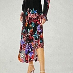 NWT $335 ROBERT GRAHAM Sivan Black Flora Skirt Women's Size 12 Silk